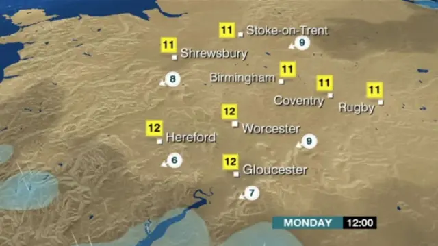 Monday weather forecast