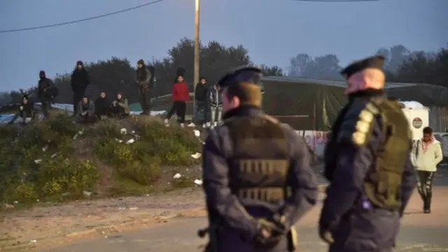 French police at the Jungle refugee camp