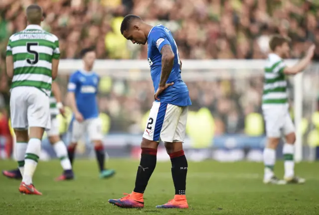 Rangers' James Tavernier shows his disappointment