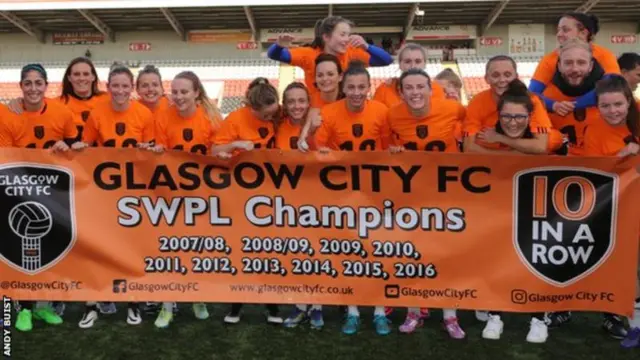 Glasgow City celebrate their latest title win