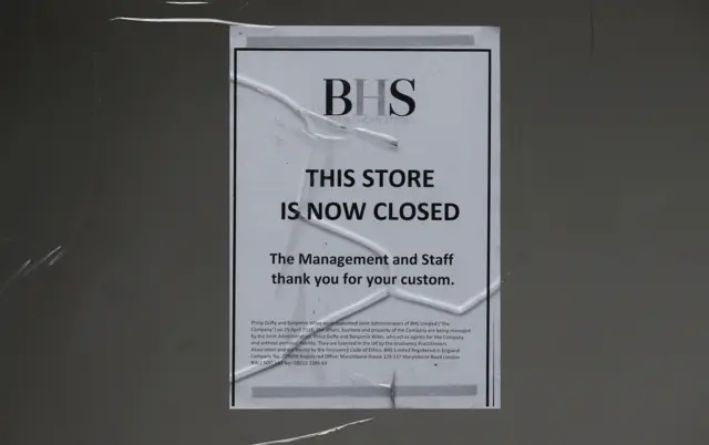 BHS closed down sign