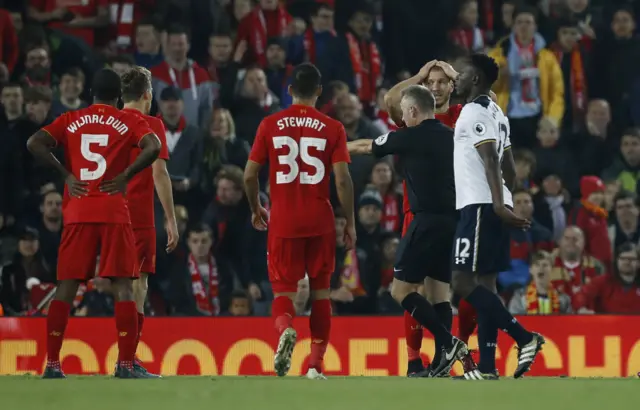 A penalty is awarded to Tottenham