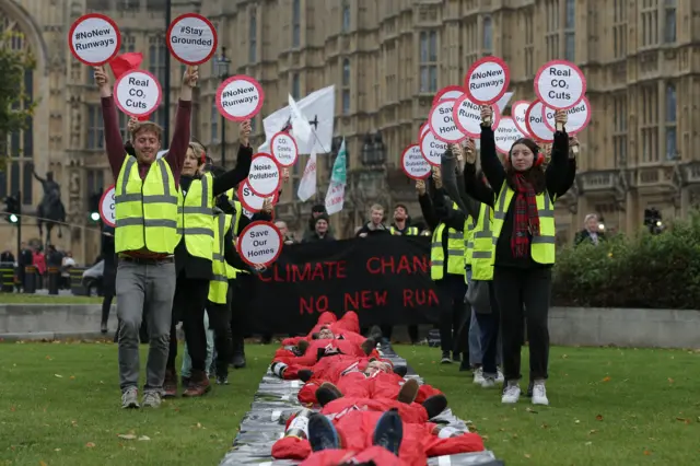 Protesters outside Parliament