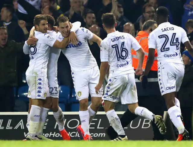 Chris Wood of Leeds United celebrates