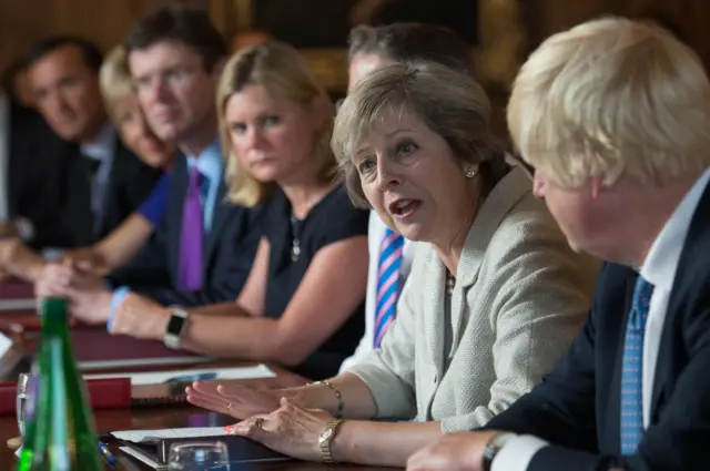 Theresa May at a cabinet meeting