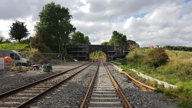 Rail track between Corby and Kettering