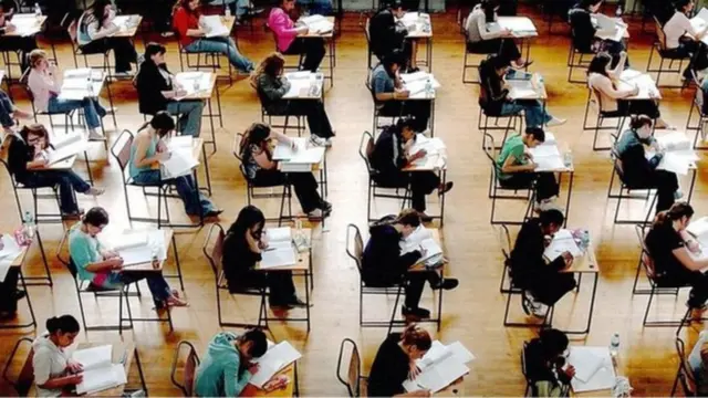 Children taking an exam