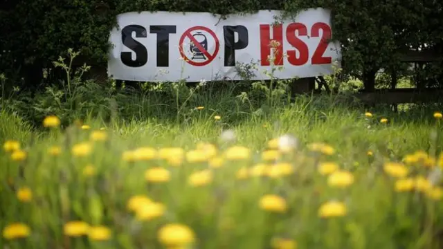 Anti HS2 banner in a field