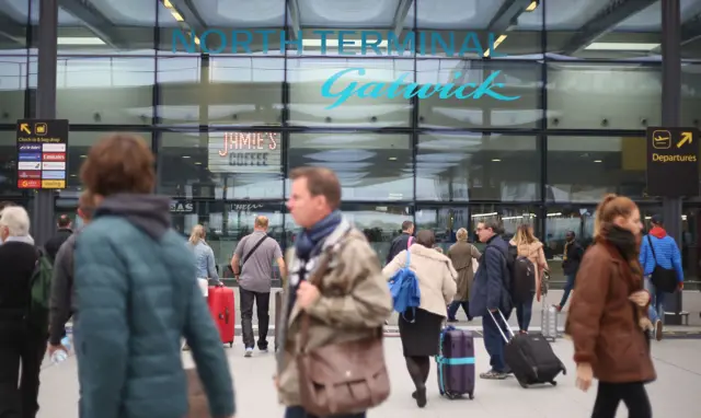 People standing outside Gatwick's North Terminal