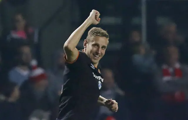 Michael Dawson celebrates