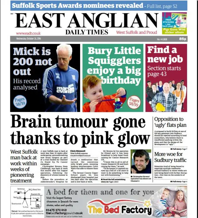 East Anglian Daily Times front page