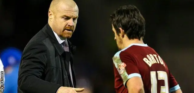 Burnley manager Sean Dyche shakes hands with Joey Barton