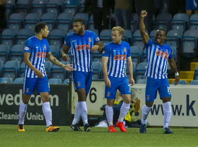 Souleymane Coulibaly (right) celebrates another fine strike for Kilmarnock