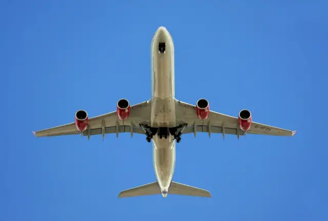 the underside of a plane in flight