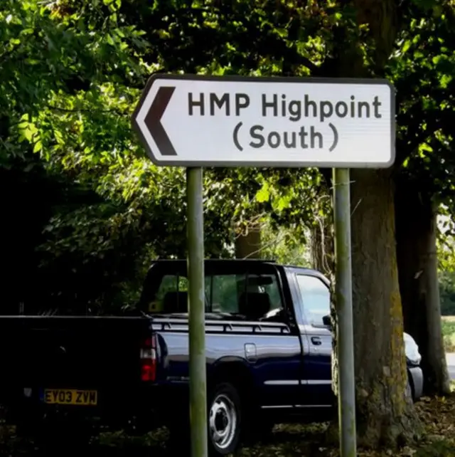 HMP Highpoint road sign