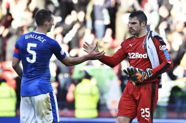 Rangers goalkeeper Matt Gilks (right)