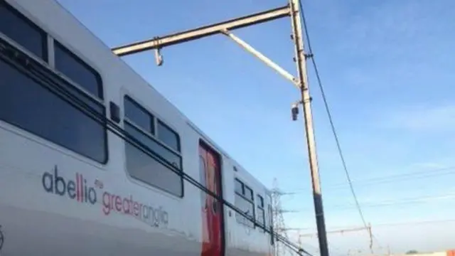 Train with overhead wires