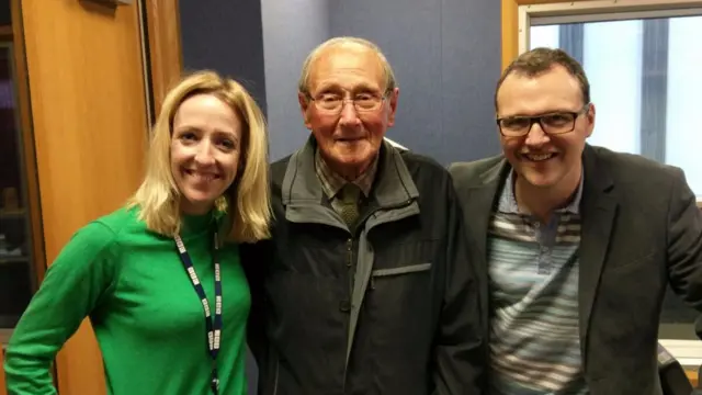 Roy Marren flanked by Liz Ellis and Perry Spiller