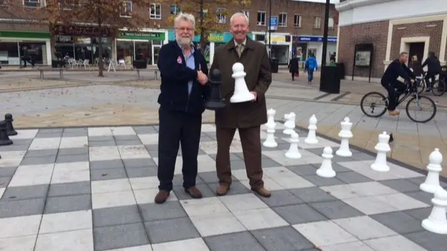 Simon Yates, leader of Crewe Town Council (left) and cllr Chris Andrew of Cheshire East Council