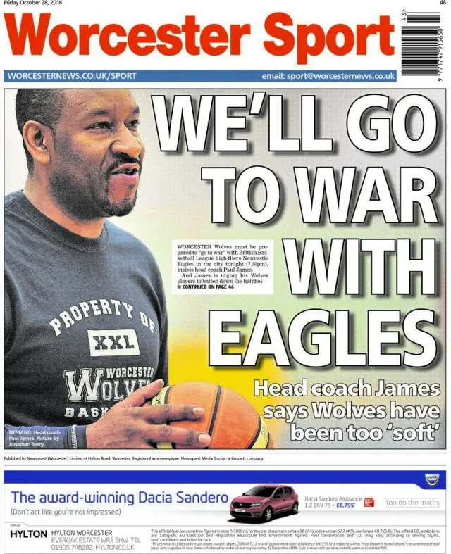 Worcester News back page