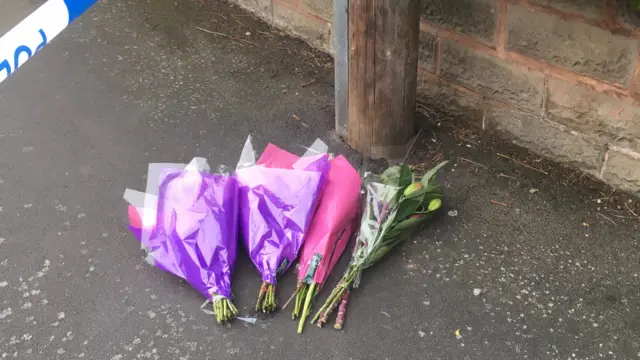 Flowers left on Holland Road