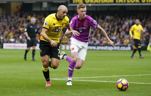 Nordin Amrobat and Hull's Sam Clucas