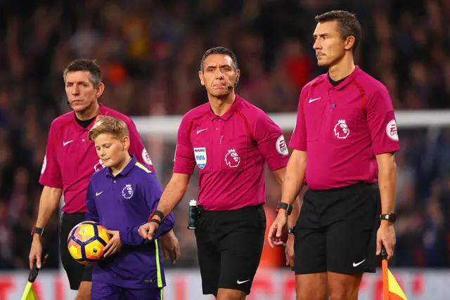 Referee Andre Marriner, his two assisstants Andy Garratt and Simon Beck