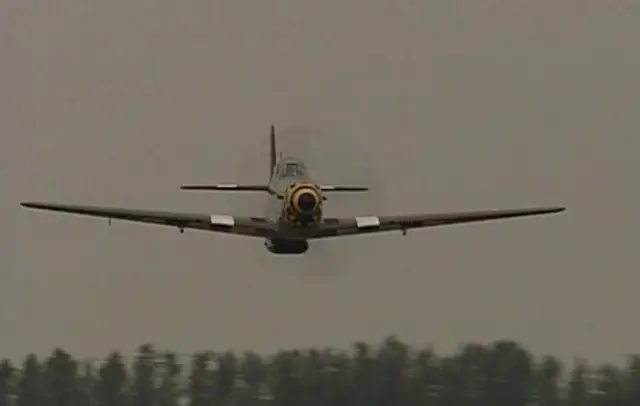 The Mustang in flight at Hardwick airfield in 2003