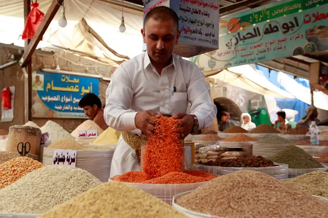 Lentil vendor in Yemen