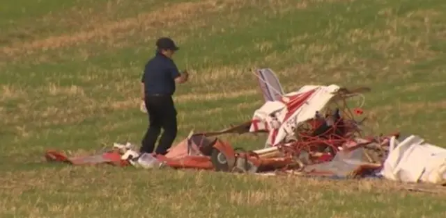 Wreckage of the microlight