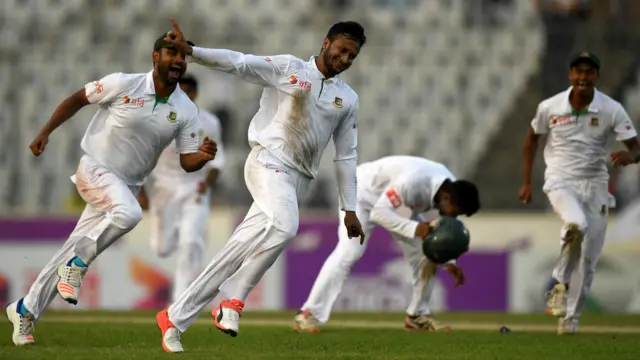 Shakib Al Hasan celebrates