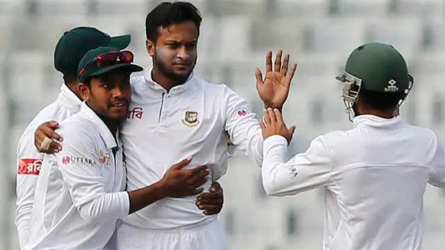 Shakib Al Hasan celebrates a wicket