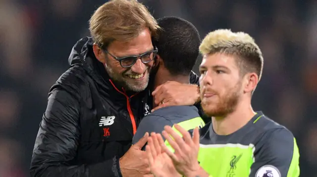 Jurgen Klopp and Alberto Moreno