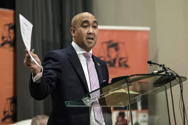 South African National Prosecuting Authority Shaun Abrahams holds the appeal papers during a press conference on May 23, 2016 at the NPA Head Office in Pretoria, SOuth Africa.