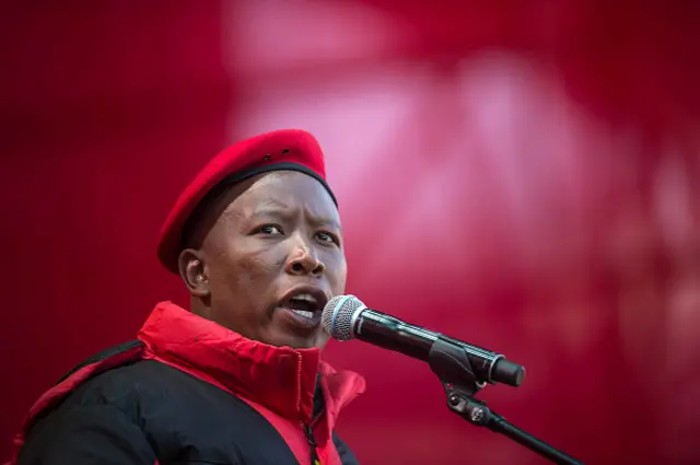 conomic Freedom Fighters (EFF) party President Julius Malema speaks during the party's final rally ahead of municipal elections at the Peter Mokaba Stadium in Polokwane on July 31, 2016.