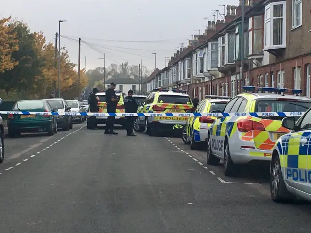 Police cordon on Burder Street in Loughborough