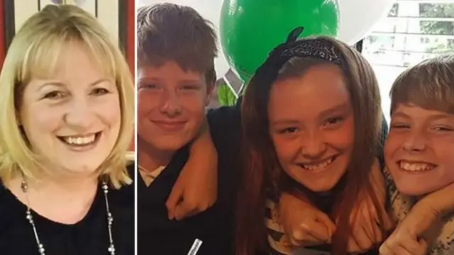 Tracy Houghton, 45, from Dunstable, her two sons, Ethan, 13, and Joshua, 11, and her partner's daughter Aimee Goldsmith, 11,