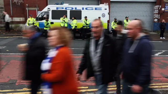 Police at the Villa v Blues match