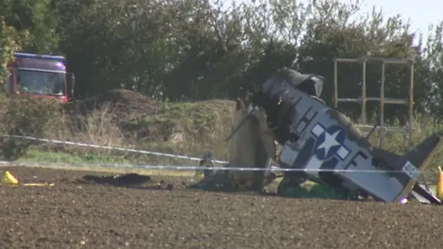 The crashed vintage plane