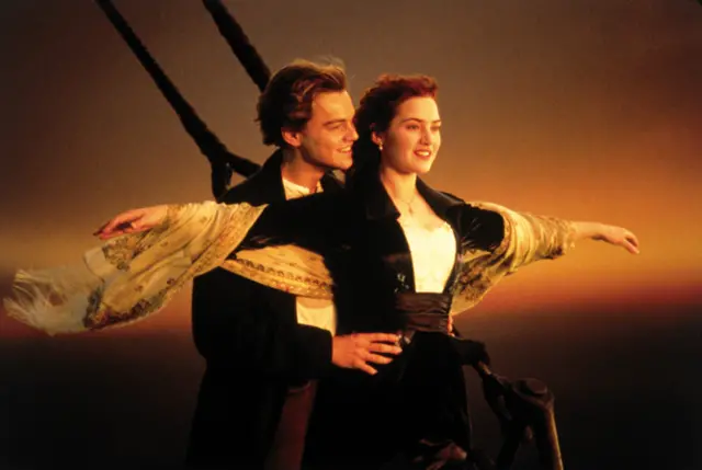 Kate Winslet and Leonardo DiCaprio in a scene from Titanic