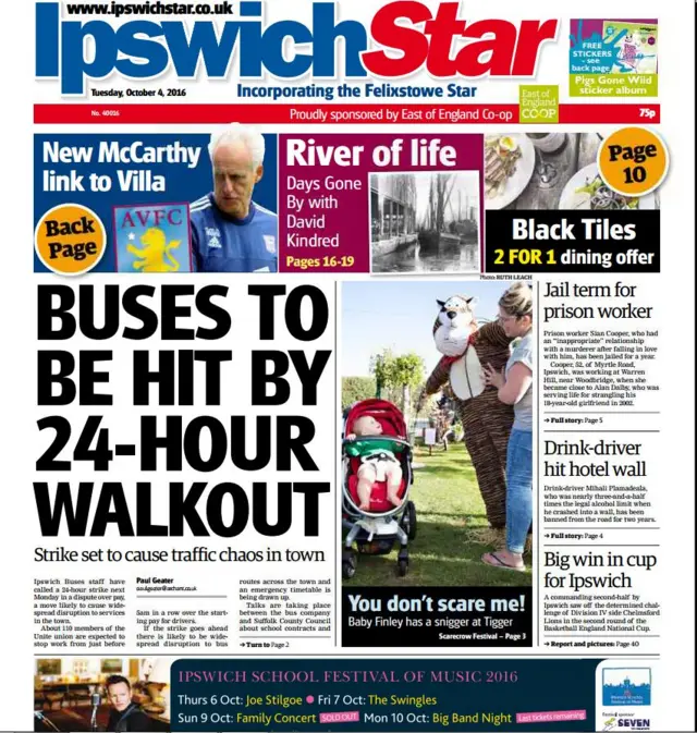 Ipswich Star front page