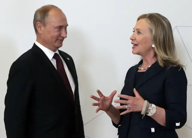 Hillary Clinton and Vladimir Putin