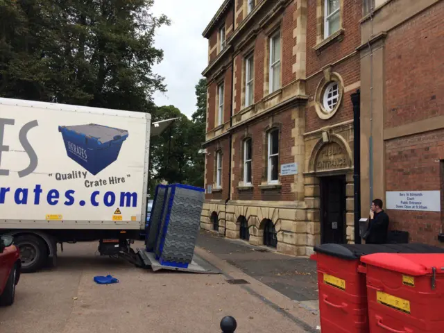 Removal van at Bury magistrates court