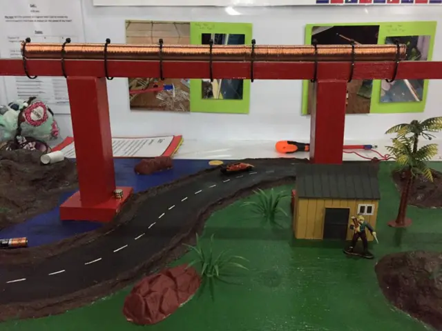 A model landscape at a science fair in Johannesburg, South Africa