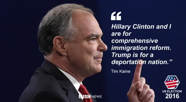 Kaine saying' Trump is for a deportation nation'