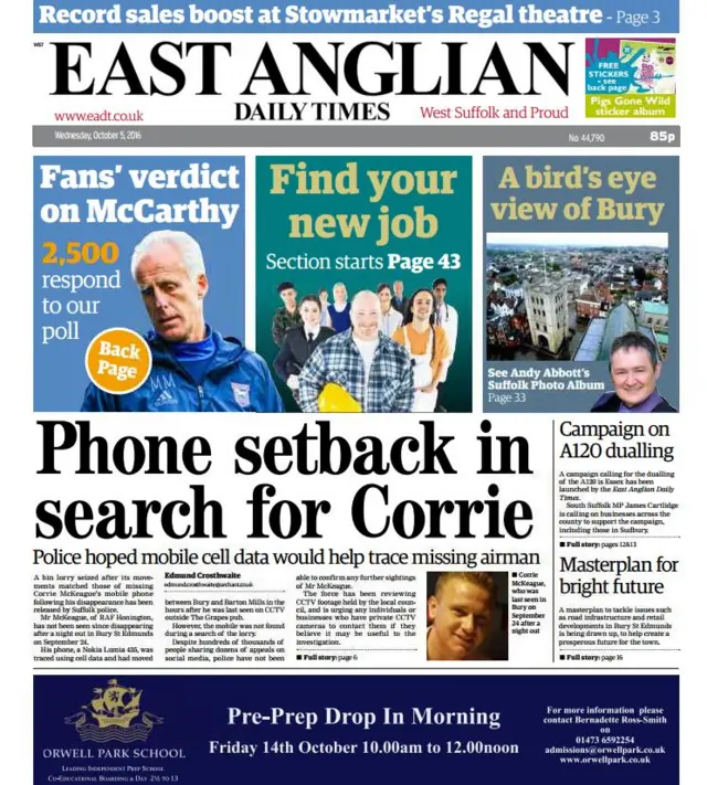 West edition EADT front page