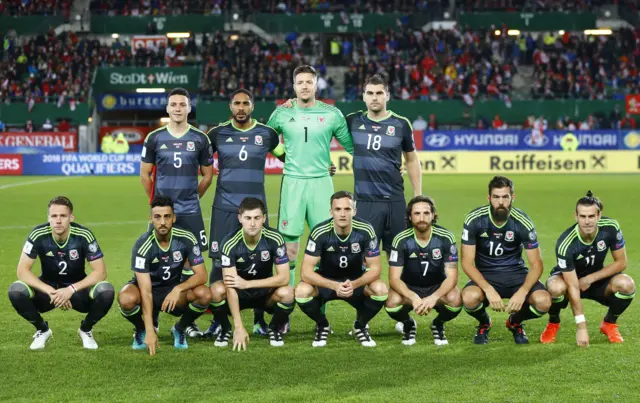 Wales team pre-match