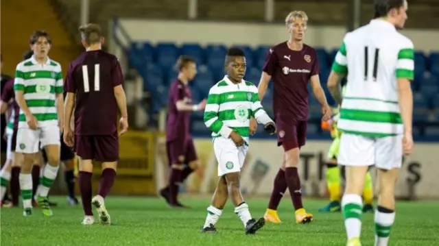 13-year-old Karamoko Dembele on the pitch, visibly much younger than other players