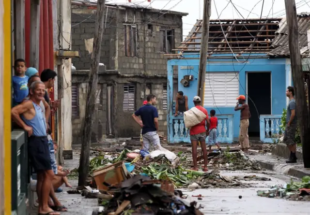 Damaged houses in Cuba