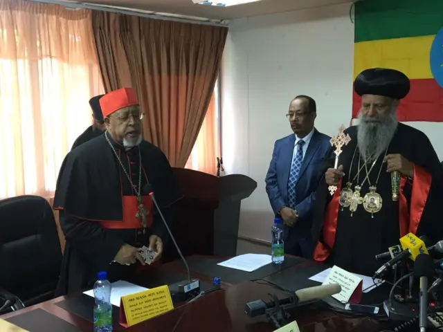 Cardinal Berhaneyesus and Ethiopia Orthodox Patriarch Abune Mathias